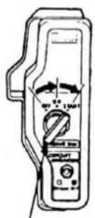 Technical diagram of a handheld device with labeled ports and control knob