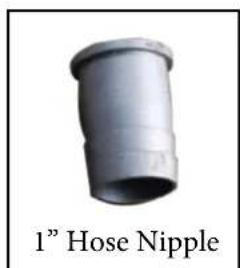 Close-up of a 1" Hose Nipple component (no text or symbols on the object itself)