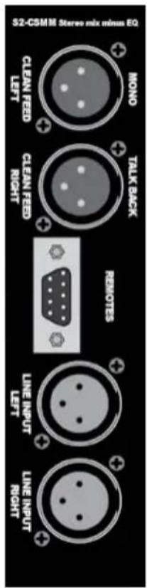 S2-CSMM Stereo mix versus EQ MOONO TALK BACK CLEAN FEED LEFT CLEAN FEED RIGHT REMOTES LINE INPUT LEFT LINE INPUT RIGHT