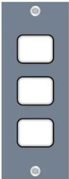 Three white rounded rectangles aligned vertically on a gray background with a small hexagon at the top (no text or symbols)