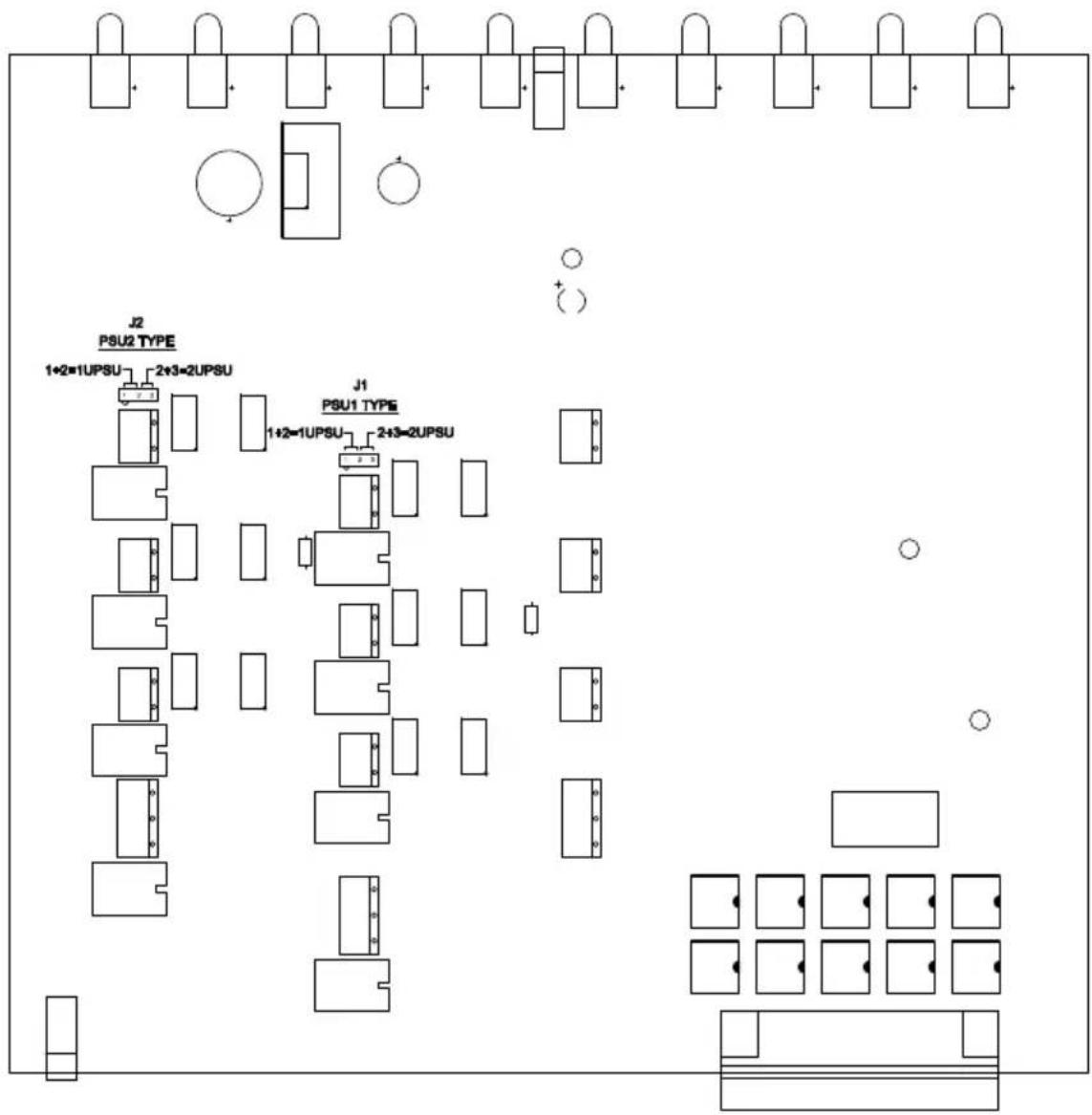 J2 PSU2 TYPE 1+2=1UPSU 2+3=2UPSU J1 PSU1 TYPE 1+2=1UPSU 2+3=2UPSU