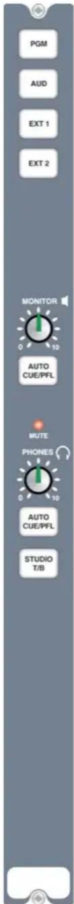 PGM AUD EXT 1 EXT 2 MONITOR 0 10 AUTO CUE/PFL MUTE PHONES 0 10 AUTO CUE/PFL STUDIO T/B