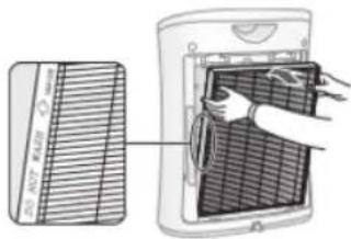 Diagram showing device panel installation with labeled components and hand gesture.