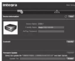 Integra Device Information Device Name: 2000-1 Device Name: single file (*.txt) AirPlay Password: Control Hardware Firmware Update Select Dev update for "new" or "new" to add. Update Update File Microsoft
