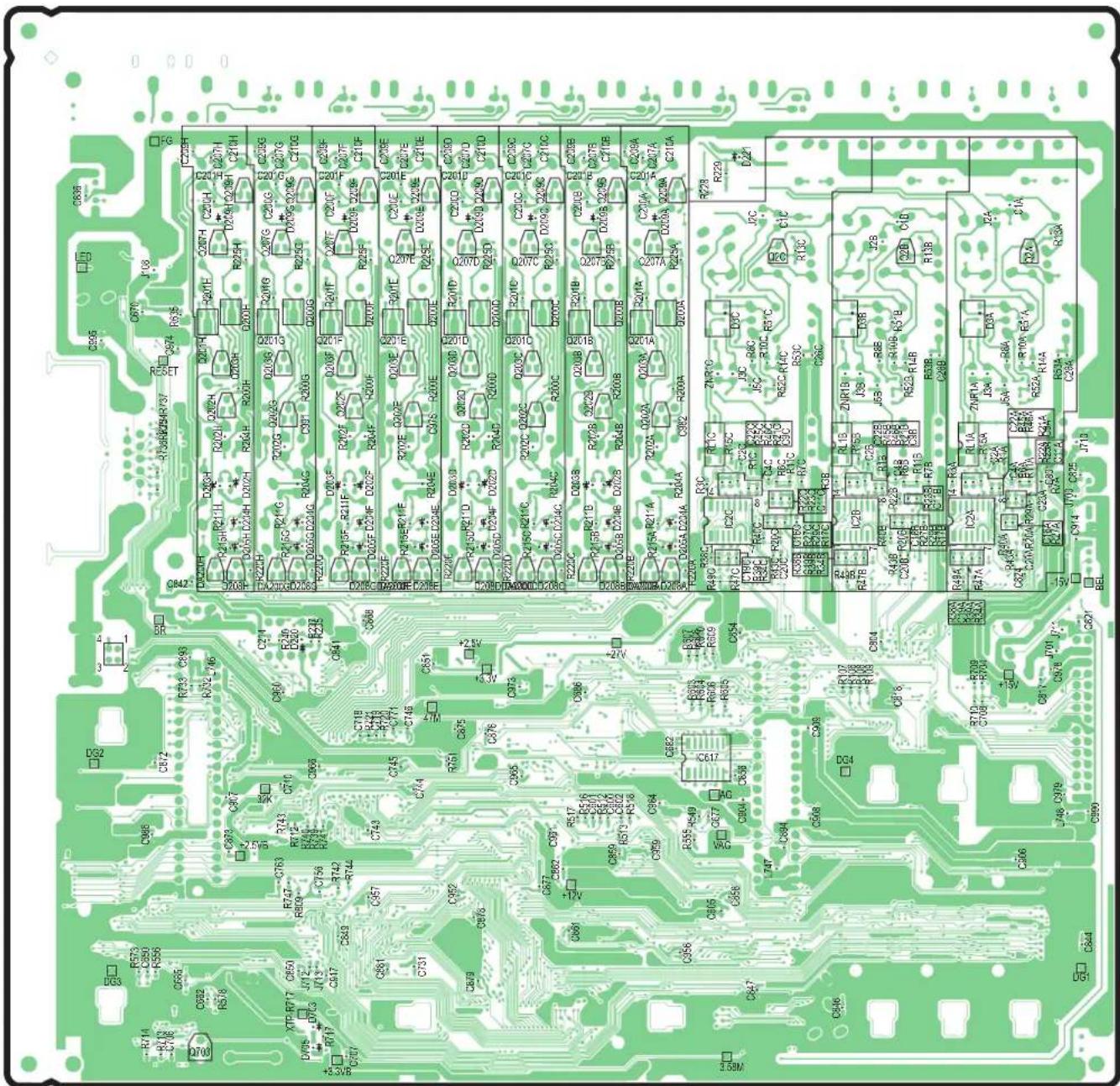 Circuit board layout diagram with component labels and pin connections for a 5.58M microcontroller