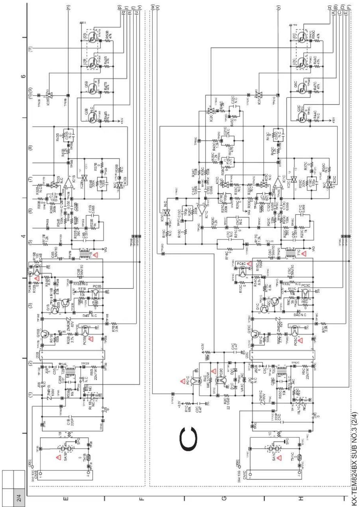 2/4 E F C G H KX-TEM824BX SUB NO.3 (2/4) (n) (q) (s) (t) (u) (v) (w) (x) (A) (B) (C) (D) (E) (F)