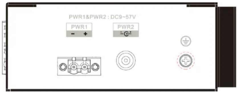 PWR1&PWR2 : DC9~57V PWR1 - + PWR2 - C- RE RE O +