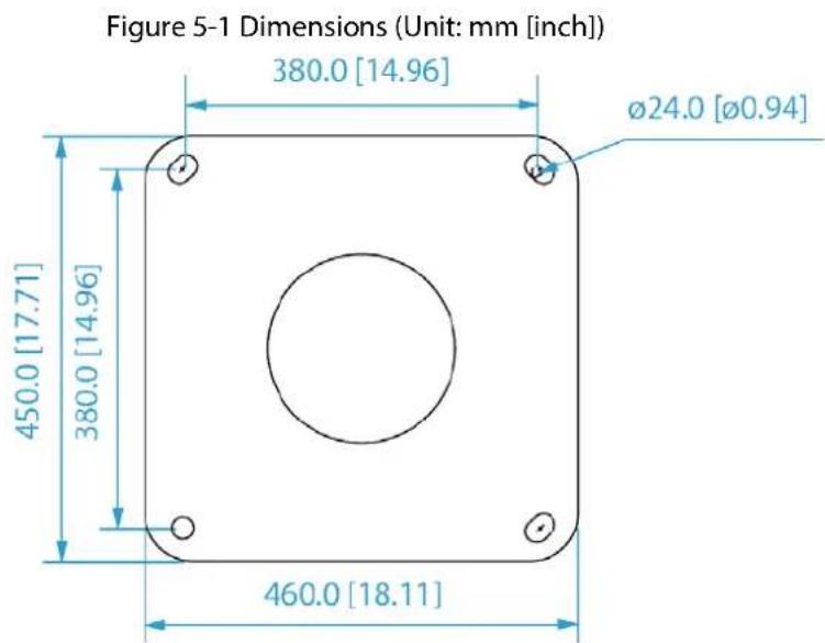 Figure 5-1 Dimensions (Unit: mm [inch]) 380.0 [14.96] Ø24.0 [Ø0.94] 450.0 [17.71] 380.0 [14.96] 460.0 [18.11]