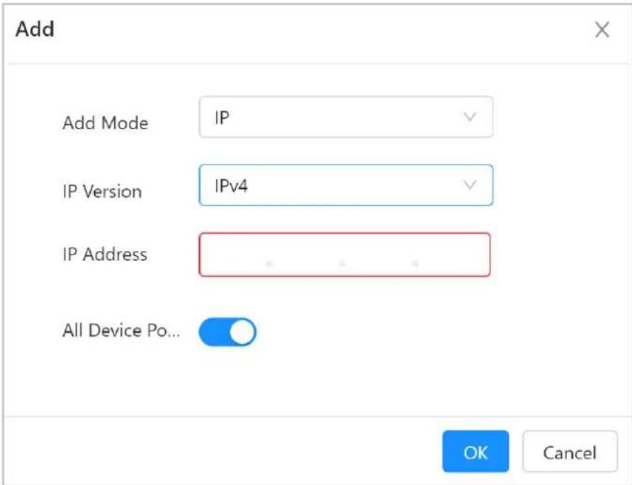 Add Add Mode IP IP Version IPv4 IP Address All Device Port OK Cancel
