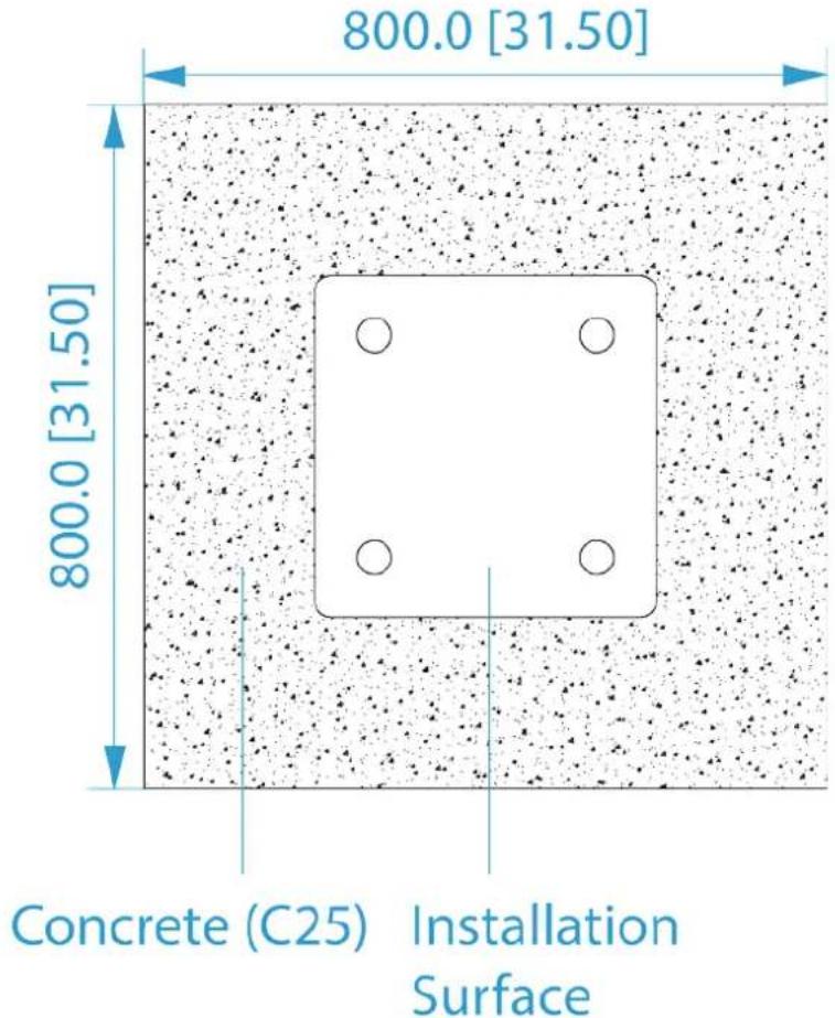 800.0 [31.50] 800.0 [31.50] Concrete (C25) Installation Surface