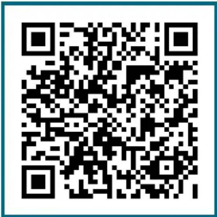 QR code image with a blue border, no visible text or symbols beyond the matrix pattern