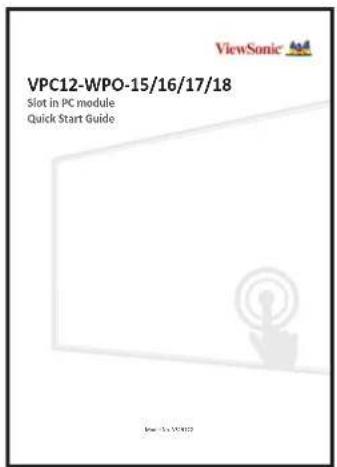 ViewSonic VPC12-WPO-15/16/17/18 Slot in PC module Quick Start Guide