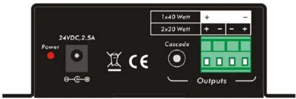 24VDC,2.5A Power CE 1x40 Watt + - 2x20 Watt + - + Cascade Outputs