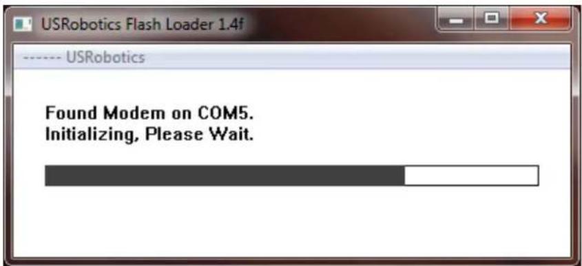 USRobotics Flash Loader 1.4f ---- USRobotics Found Modem on COM5. Initializing, Please Wait.