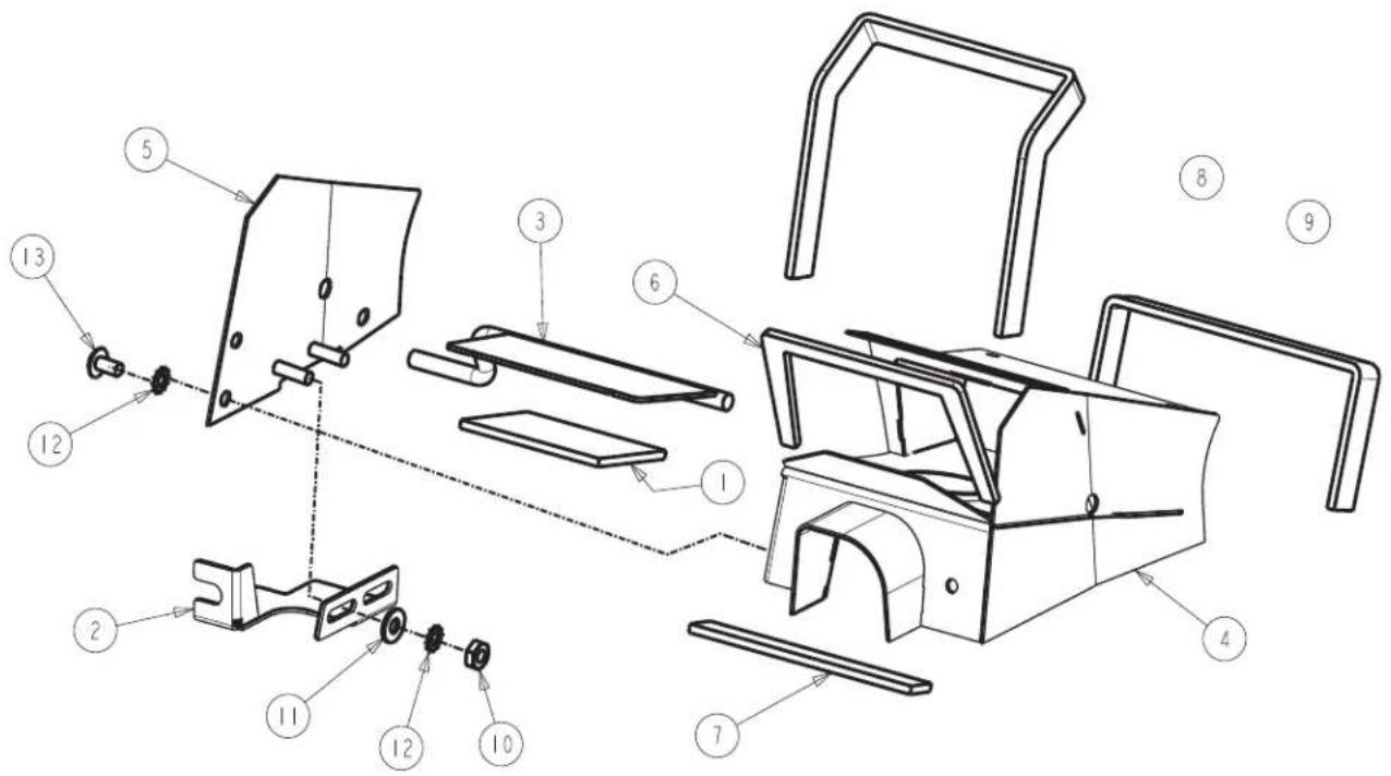 Technical diagram of a mechanical assembly with numbered components for identification
