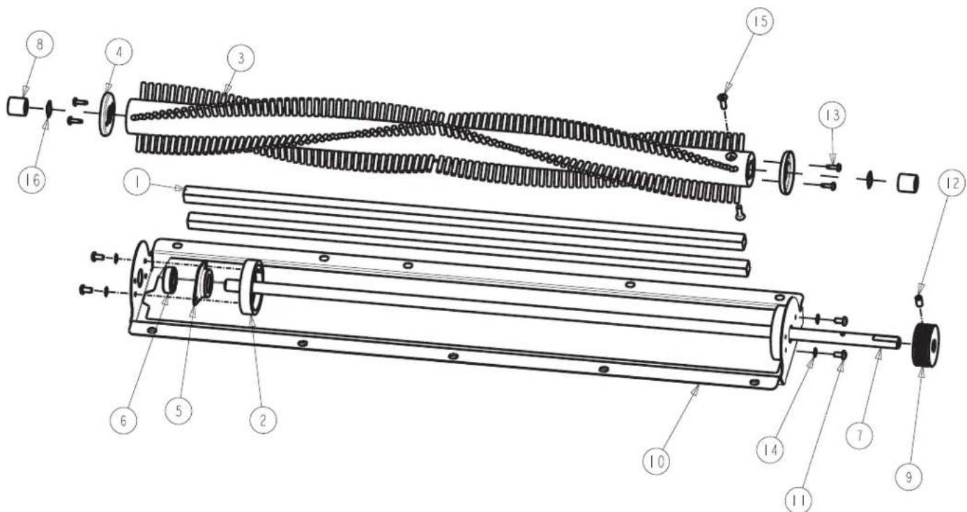 Technical diagram of a mechanical assembly with numbered components for identification
