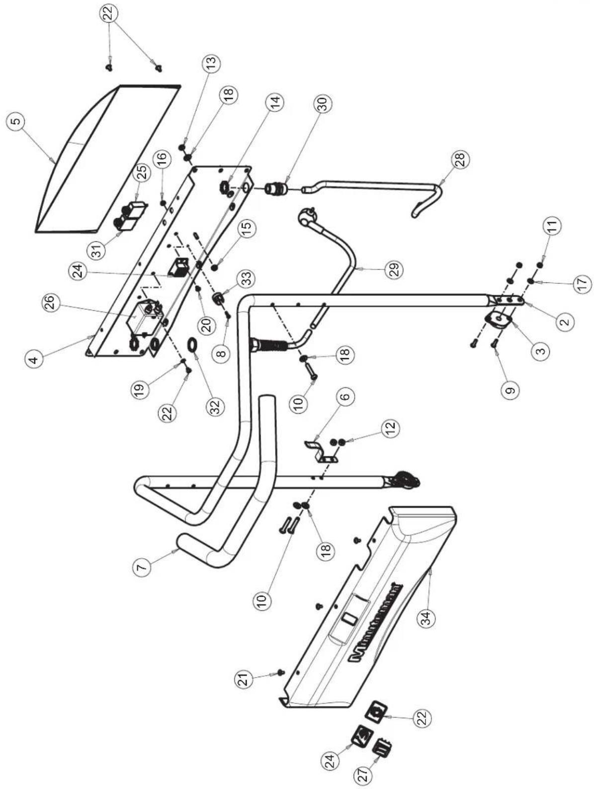 Exploded view diagram of a mechanical device with numbered components for identification