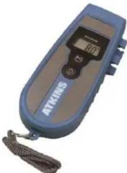 Blue ATIKINS digital measuring device with tassel and control buttons (no visible text or symbols on device body)