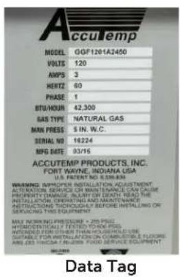 cculemp MODEL GGF1201A2450 VOLTS 120 AMPS 3 HERTZ 60 PHASE 1 STU/HOUR 42,300 GAS TYPE NATURAL GAS MAIN PRESS S IN. W.C. SERIAL NO 16224 NFG DATE 03/16 ACCUTEMP PRODUCTS, INC. FORT WAYNE, INDIANA USA WARNING: IMPROPER INSTALLATION ADJUSTMENT ACTRICATION, SERVICE OR MAINTENANCE CAN CHINE PROPERTY DAMA…