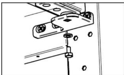 Technical line drawing of a mechanical assembly with bolts and a rod (no text or symbols)