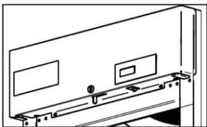 Line drawing of a mechanical assembly with mounting bracket and housing (no text or symbols)