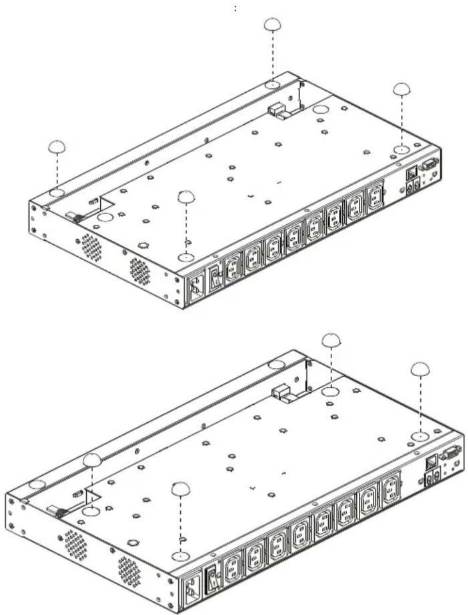 Technical line drawings of a server rack with multiple ports and ventilation slots (no text or labels)