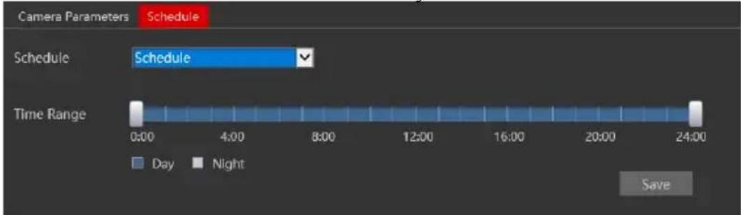 Camera Parameters Schedule Schedule Schedule Time Range 0:00 4:00 8:00 12:00 16:00 20:00 24:00 Day Night Save