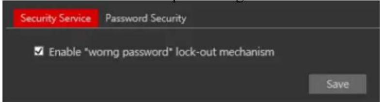 Security Service Password Security Enable "womg password" lock-out mechanism Save