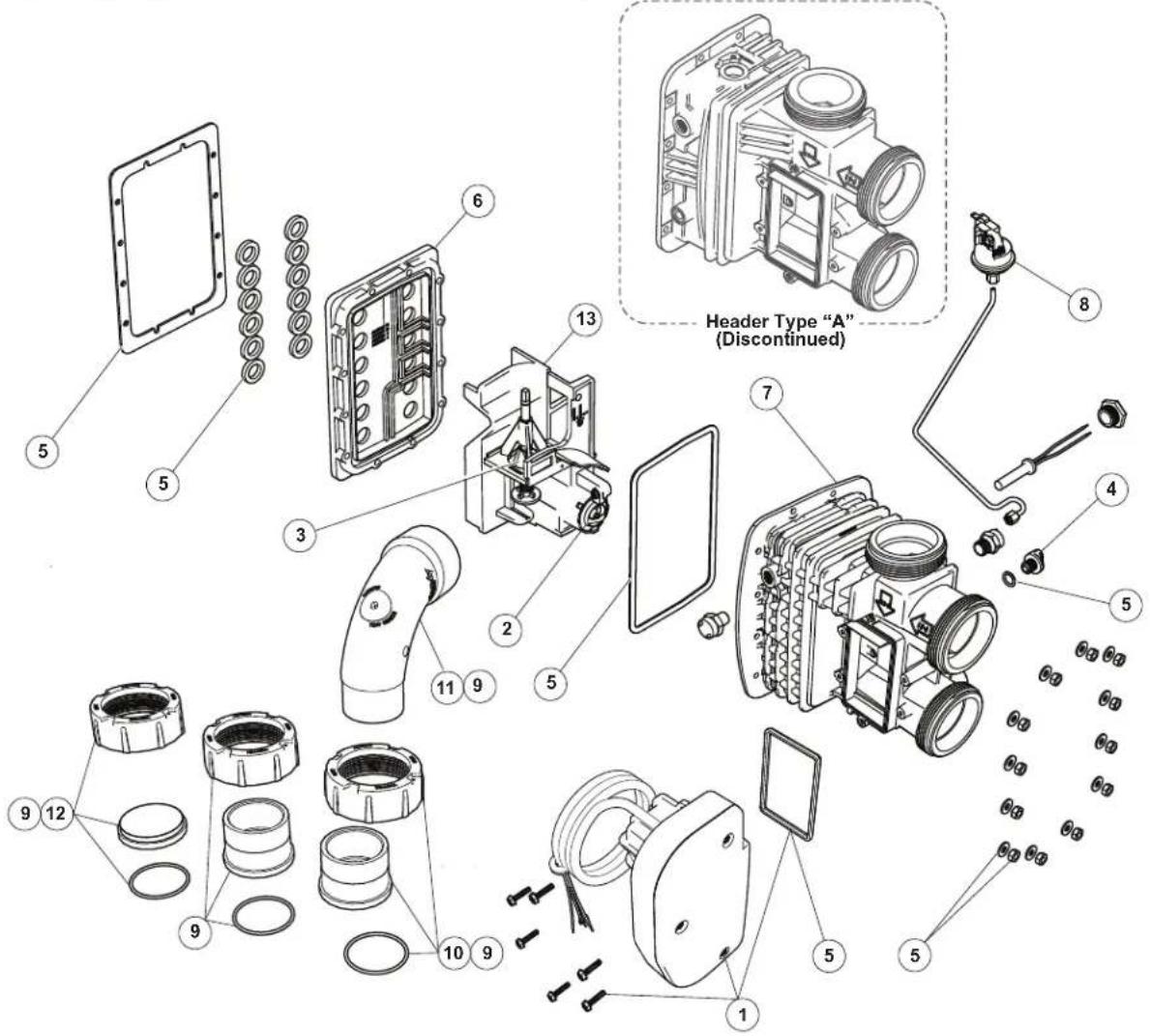 ZODIAC JXi 370Mj - Water System Spare Parts List and Exploded Parts Diagrams - 1