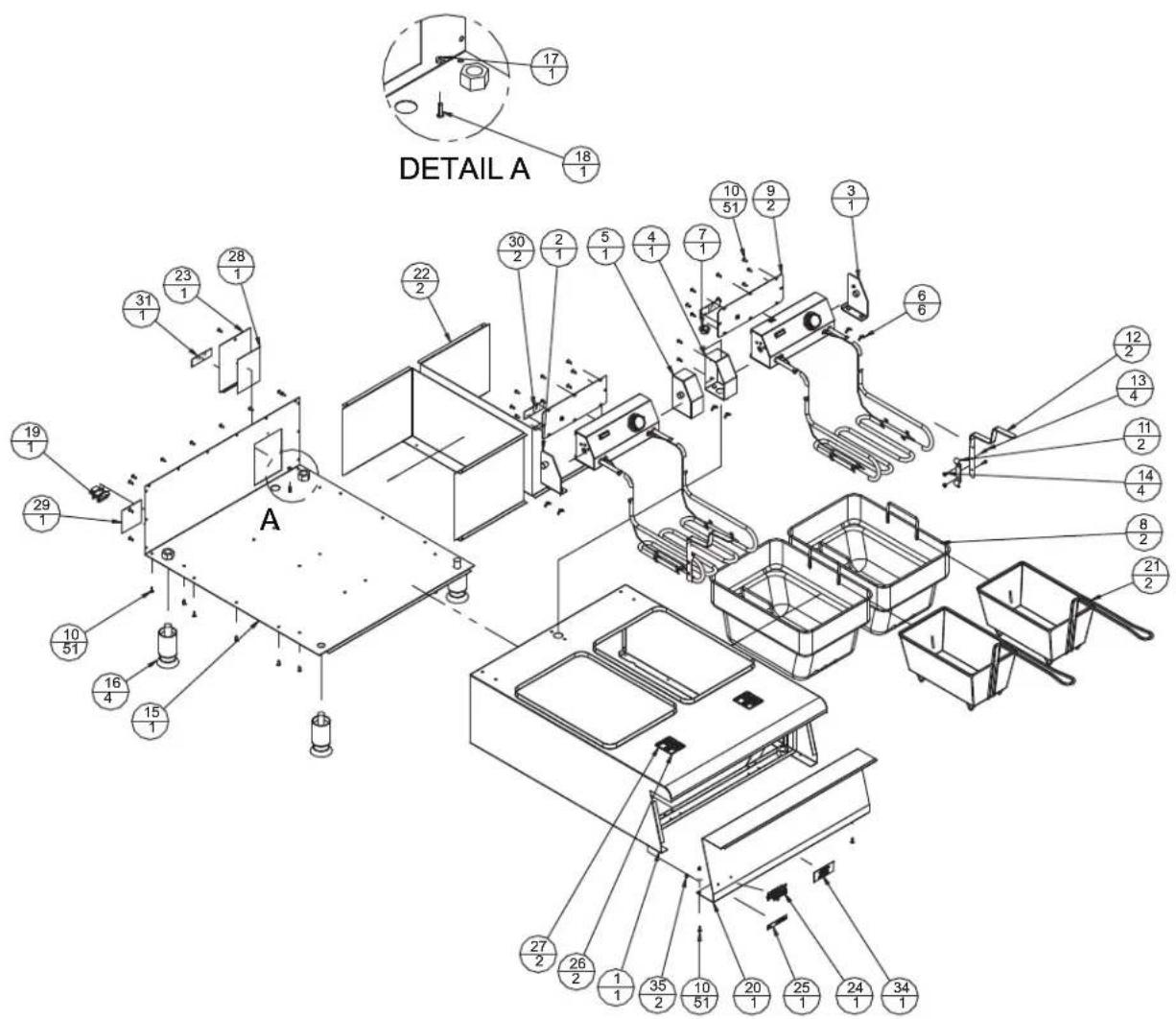 DETAIL A 17 1 18 23 1 28 1 31 1 22 2 30 2 2 5 1 4 1 7 1 10 51 9 2 3 1 6 6 19 1 A 29 1 10 51 16 4 15 1 27 2 26 2 1 1 35 2 10 51 20 1 25 1 24 1 34 1