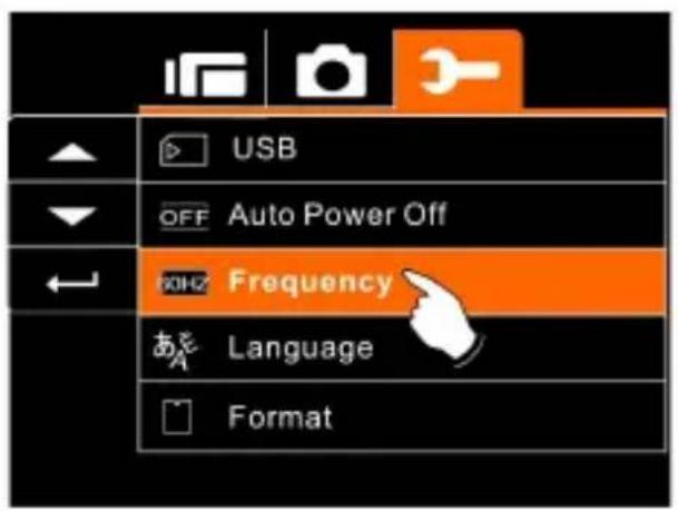 USB OFF Auto Power Off Frequency Language Format