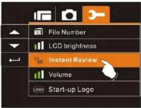 File Number LCD brightness Instant Review Volume Launch Start-up Logo