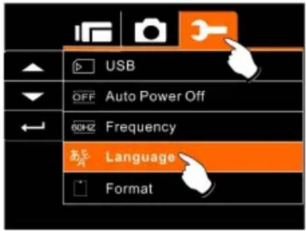 USB OFF Auto Power Off 60HZ Frequency Language Format