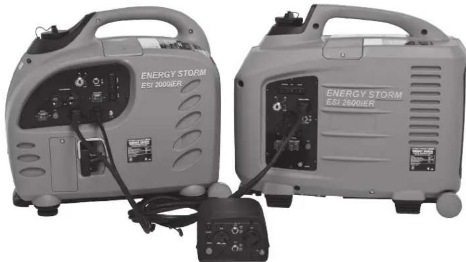 Two Energy Storm ESI 2000IER devices with attached control panels and cables (no visible text or symbols on the devices themselves)