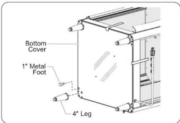 Bottom Cover 1" Metal Foot 4" Leg
