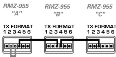 RMZ-955 "A" RMZ-955 "B" RMZ-955 "C" TX-FORMAT 1 2 3 4 5 6 TX-FORMAT 1 2 3 4 5 6 TX-FORMAT 1 2 3 4 5 6