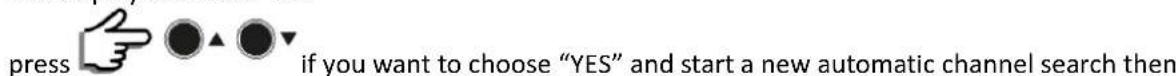 press if you want to choose "YES" and start a new automatic channel search then