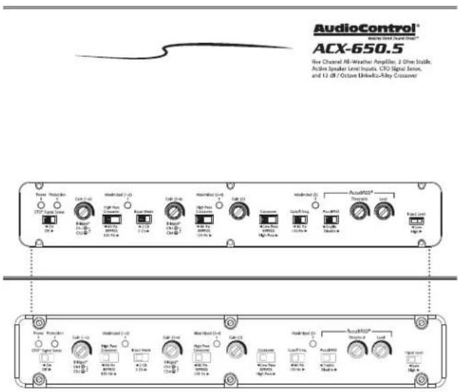AudioControl® ACX-650.5 Five Channel All-Weather Amplifiers, 2 Ohm Stable, Auction Speaker Level Inputs, CTO Signal Series, and 12 dB / Octave LinkHz-Riley Crossover.