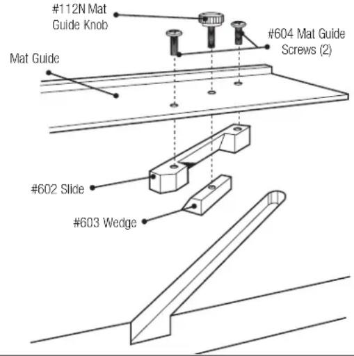 #112N Mat Guide Knob Mat Guide #604 Mat Guide Screws (2) #602 Slide #603 Wedge