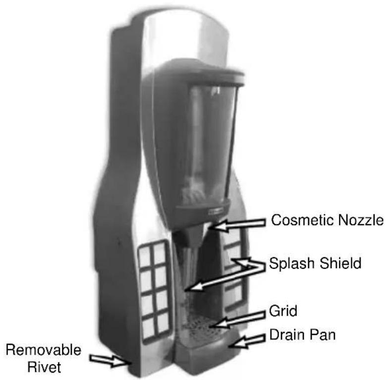 Cosmetic Nozzle Splash Shield Grid Drain Pan Removable Rivet