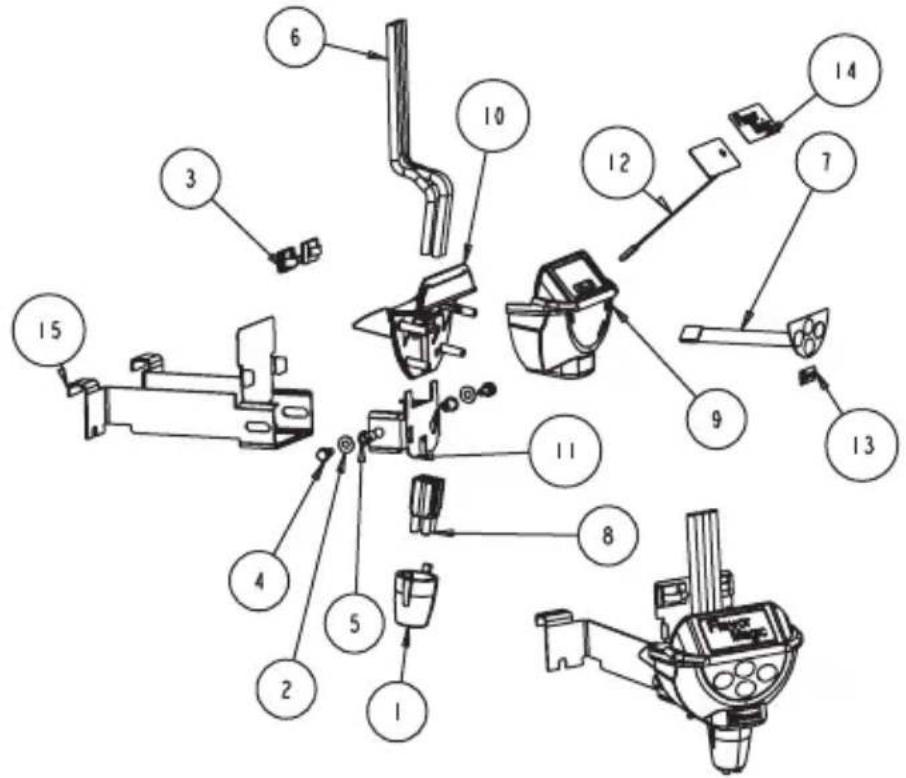 Exploded view diagram of a mechanical assembly with numbered components for identification