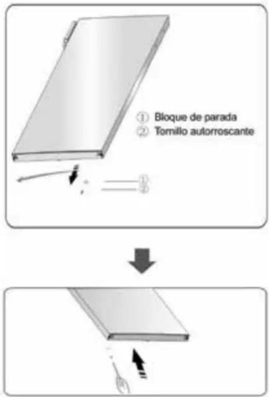 ① Bloque de parada ② Tomillo autorroscante