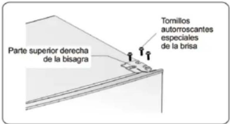 Parte superior derecha de la bisagra Tornillos autorroscantes especiales de la brisa