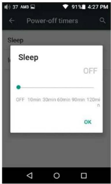 37 AM3 91% 4:27 PM Power-off timers Sleep OFF OFF 10min 30min 60min 90min 120min OK