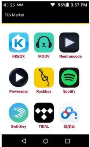 25 AM3 96% 3:57 PM Filio Market KKBOX MOOV Neutroncode Poweramp Rockbox Spotify SwiftKey TIDAL 百度云