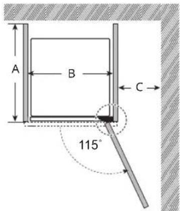 A B C 115°