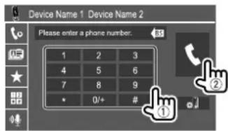 KENWOOD DMX6019BT - Enter the phone number (①), then make a call (②). - 1