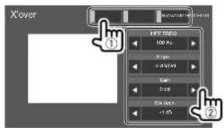 KENWOOD DMX6019BT - 3Select the speaker type (①), then adjust the crossover frequency (②) of the selected speaker. - 1