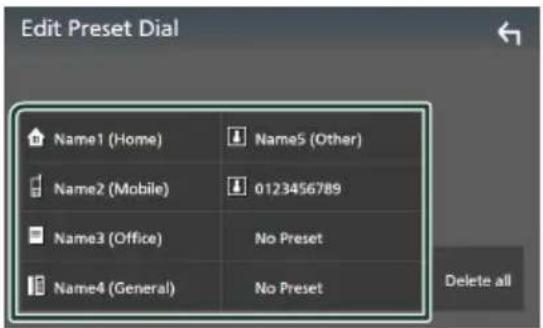 KENWOOD DDX919WSM - Phone number preset - 3