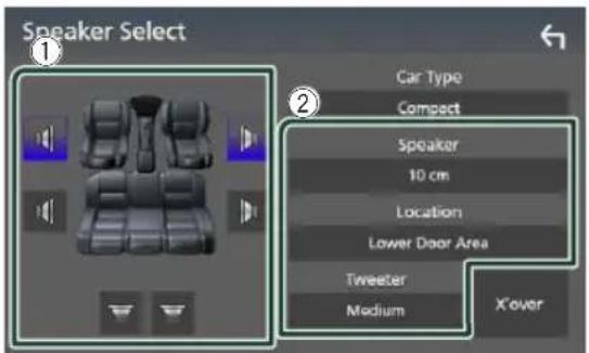 KENWOOD DDX919WSM - Touch the speaker (①) you wish to adjust and set each parameter (②) as follows. - 1